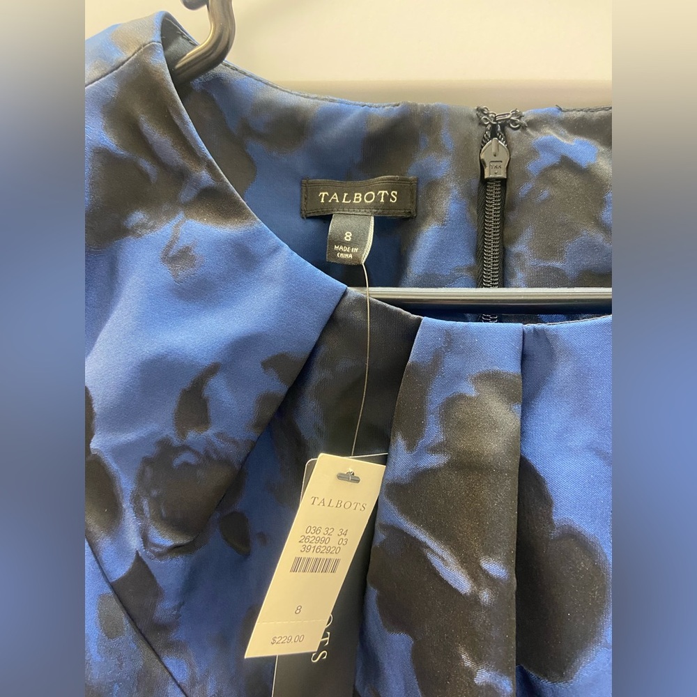 Talbots navy black floral dress nwt size 8 - Picture 3 of 6